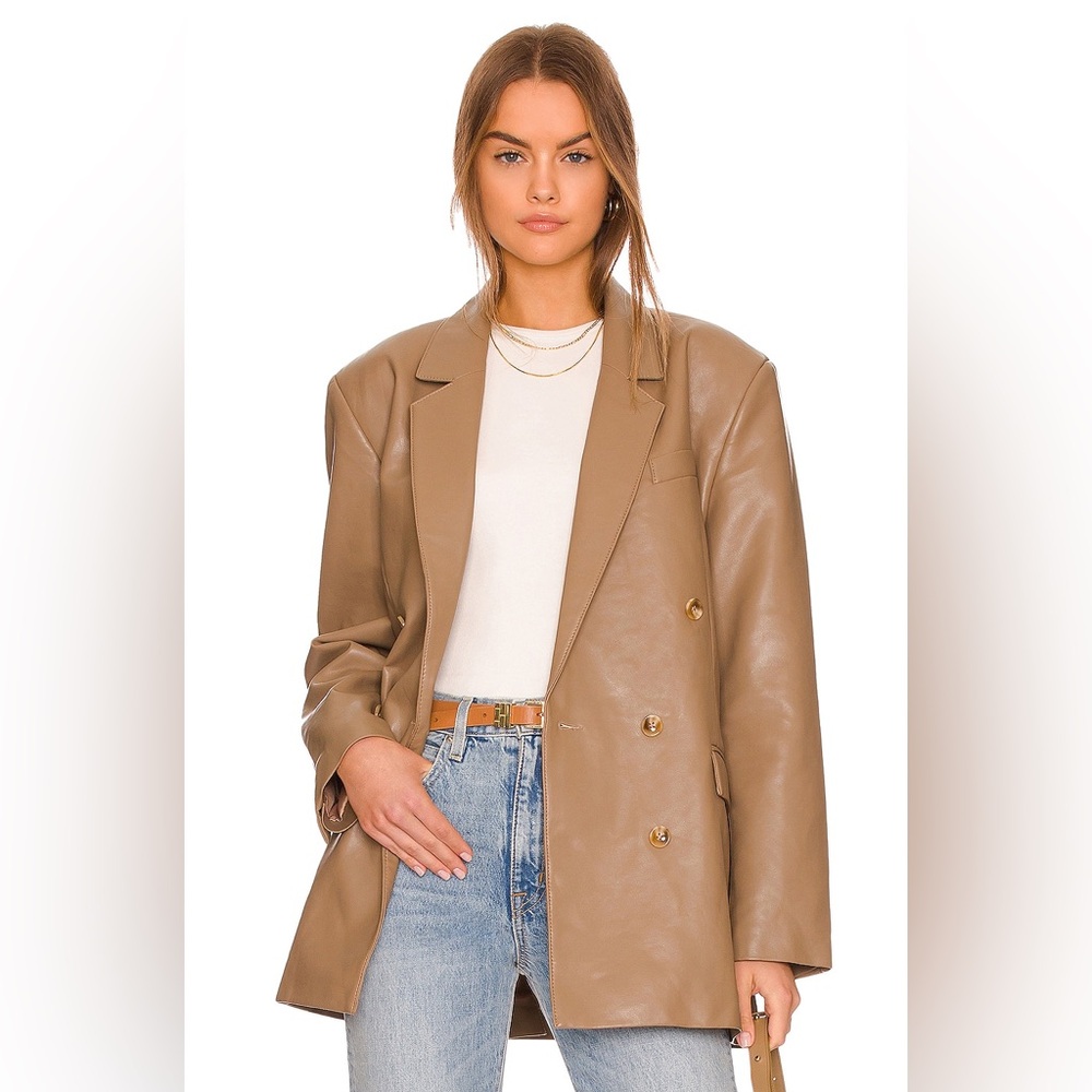 $298 PISTOLA ROMAN VEGAN LEATHER BLAZER TORTOISESHELL REVOLVE MOTHER GRLFRND - Picture 9 of 12